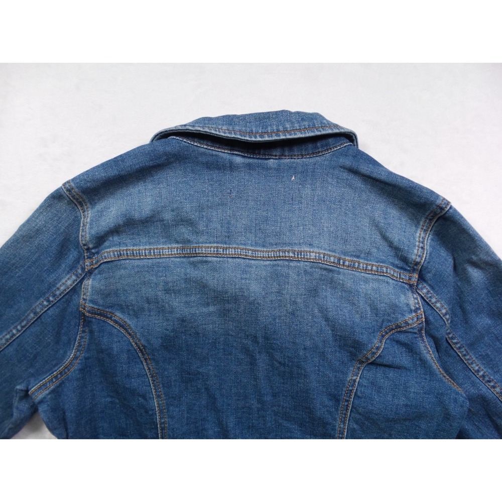 Anthropologie Pilcro Jacket Womens Size L Petite Blue Denim Raw Hem Button Up - Picture 7 of 14